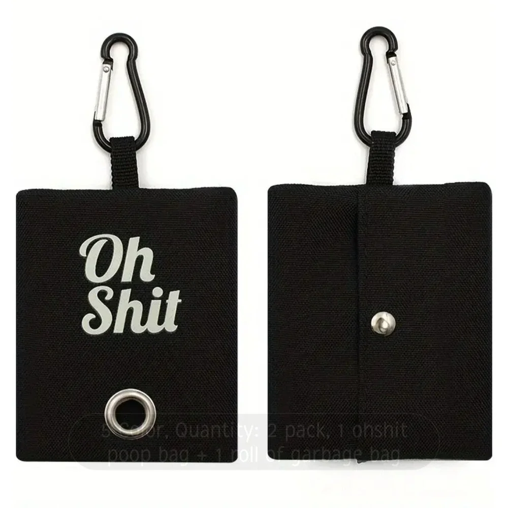 Oh Sh*t Canvas Dog Poop Bag Dispenser Clip-on Pet Waste‎ Bag Holder Black